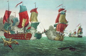 batalla naval de barcos de guerra Pinturas al óleo